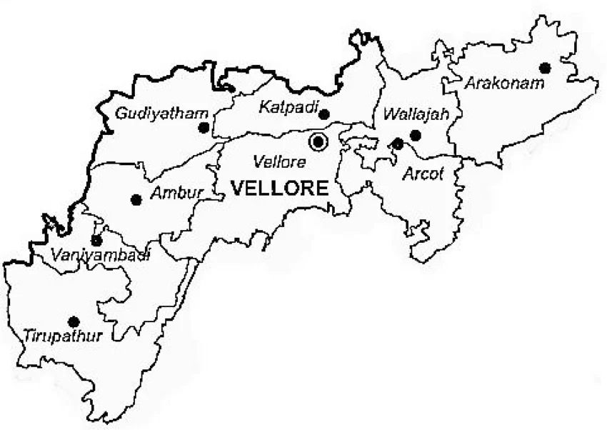 figure 1 map of vellore district tamil nadu india